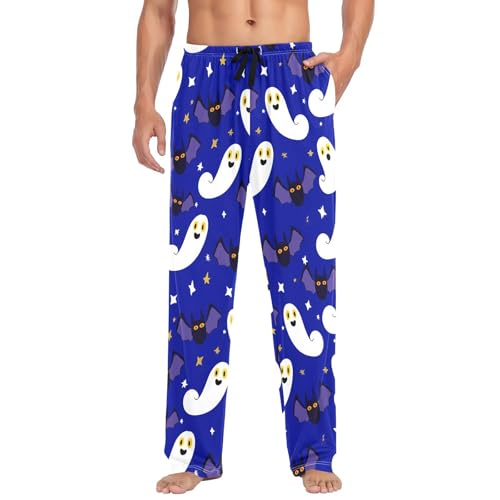Spirits and Bats Men's Cotton Pajama Pants with Pockets and Drawstring Comfortable and Stylish,S