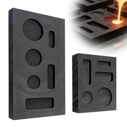 Nelyrho 2-Piece Graphite Ingot Molds for Jewelry Making & Metal Casting