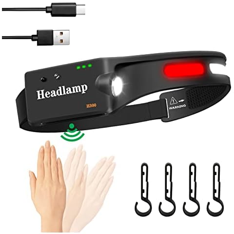 CIUJOY LED Head Torch Rechargeable, LED Headlamp Headlight with Motion Sensor Sensor Water-Resistant Lightweight Head Flashlight for Running Cycling Camping Dog Walking Fishing Hiking Cover