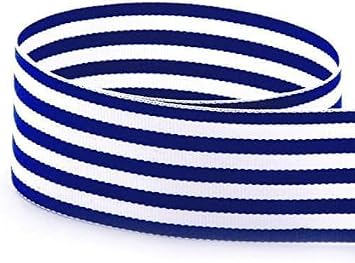 Monarch Striped Grosgrain White and Royal Blue Ribbon - Choose Size & Length - Color Royal Blue & White - Made in The United States Royal Blue & White - 1-1/2" - 20 Yards