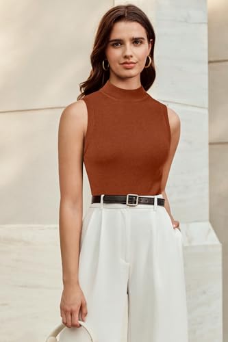 Image of Arach&Cloz Women's Wool Blend Mock Neck Fall Business Casual Sweater Tank