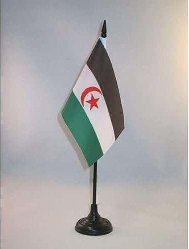 Miniatura 48 de Bandera de mesa Sierra Leona de 5 x 8 pulgadas, bandera de escritorio de Sierra Leona, 8.3 x 5.5 in, barra y base de plástico negro AZ FLAG