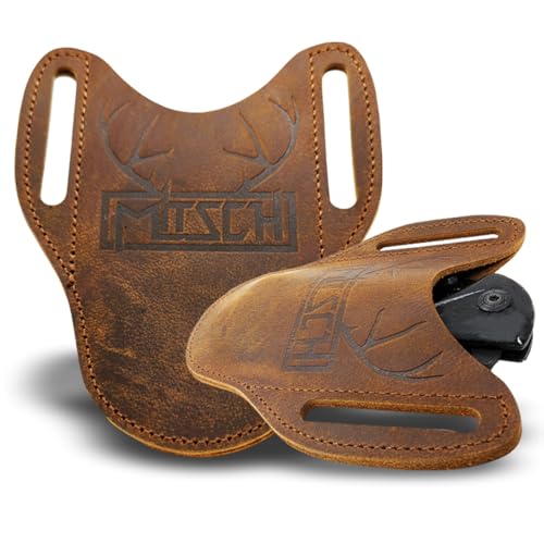 Mitsch EDC Pouch Messerscheide Echtes Leder Ledertasche Messerholster Taschenmesser EDC Tasche Werkzeugtasche Holster Messer Tasche Messertasche Messeretui Gürteltasche für Klappmesser (braun)
