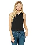 bella+canvas ® women's racerback cropped tank. bc6682 m solid black blend