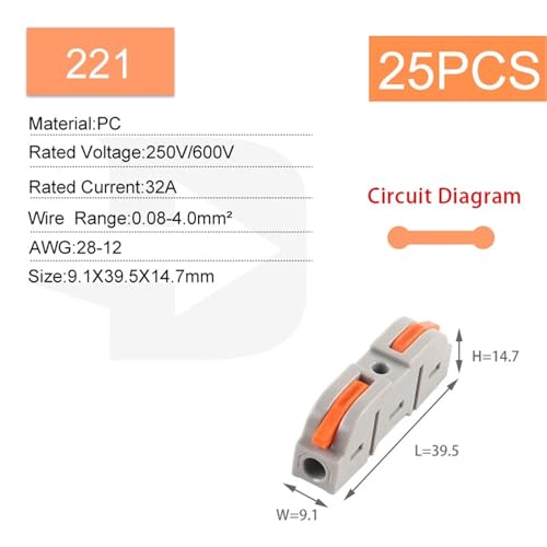 Divisor universal compacto 221 para tiras LED y cable conector de iluminacion con 25 piezas 2