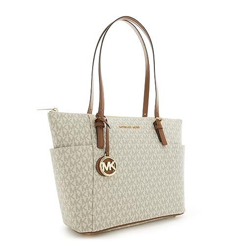 Bolsa Michael Michael Kors Jet Set com zíper na parte de cima, Baunilha/Bolota, One Size
