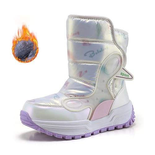 IWIHMIV Girls Snow Boots Boys Outdoor Warm Non Slip Mid Calf Winter Shoes Snow Boots Girls Skiing Thickened Cotton Shoes2