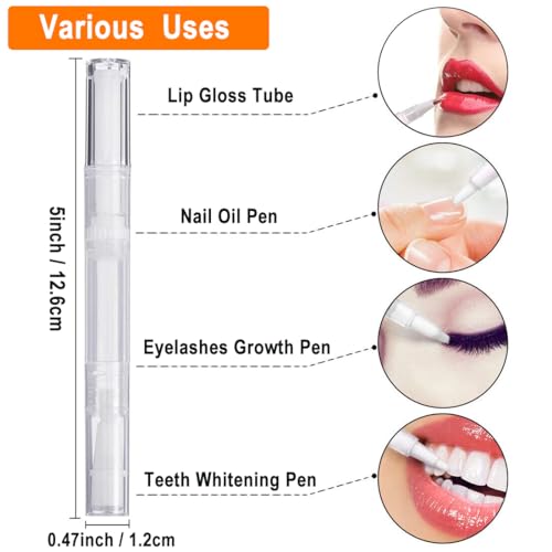 10 Pack 3 ML Transparent Twist Pens, Empty Cuticle Nail Oil Pen with Brush Tip, Cosmetic Lip Gloss Containers Applicators Eyelash Growth Liquid Tube2