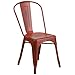 Flash Furniture Blake Commercial Grade 4 Pack Distressed Kelly Red Metal Indoor-Outdoor Stackable Chair