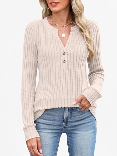 ANRABESS Womens Long Sleeve Henley Shirts 2025 Fall Tunic Tops Ribbed Knit Lightweight Sweaters Dressy Casual Blouse Outfits3