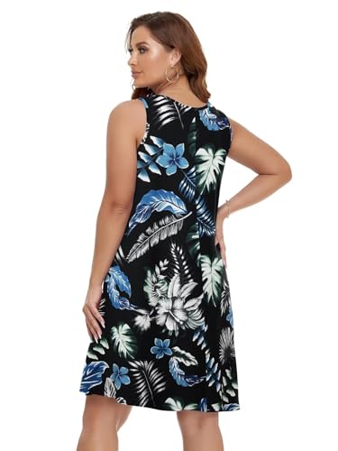 Image of BELAROI Women Casual Summer Beach Dresses Plus Size Sundress V Neck Pockets Swing Tank Dress Cover Ups