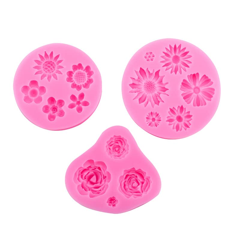 Set di 3 stampi da forno in silicone, 36 cavity, fiori di rosa