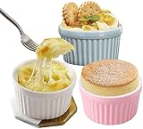 Mini ceramiczne kokilki Odporność na wysoką temperaturę Piekarnik Ceramiczna zastawa stołowa Gotowane na parze jajko Kubek Budyń 3 sztuk 3 sztuki (Kolor: 3 sztuki)