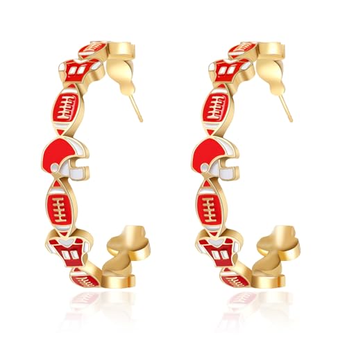 Game Day Earrings for Women (Heavy) Football Earrings for Mom Fashion Football Mom Sports Jewelry Game Day Outfit Accessories
