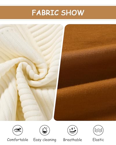 ZOEREA Toddler Baby Boy Clothes Outfits Long Sleeve Solid Sweatshirt and Pants 2 Piece Fall Winter Sweatsuit Set Apricot 18-24 Months - Thumbnail 4