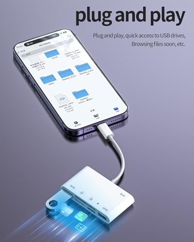 Adaptador Lightning USB 6 en 1 para iPhone 14 con Lector de Tarjetas SD, Micro SD TF OTG 3.0 para Memoria Externa y Cámara Digital Apple - imagen 3