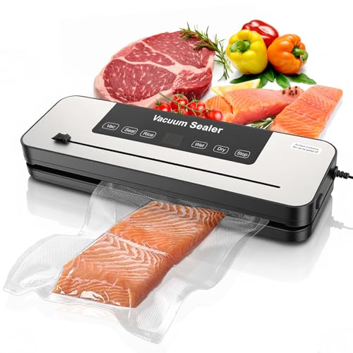 Vacuum Sealer 5-in-1 Food Vacuum Sealer Machine High-Speed Automatic Sealing Machine with Powerful Suction Includes 15 Bags & Accessory Hose for Dry and Moist Food Preservati