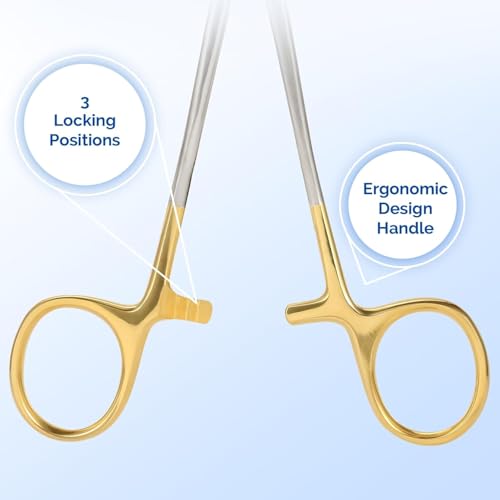 Image of JMU 2 Pcs Mayo Hegar Needle Holder 6 inch, Gold Plated Surgical Needle Driver with Strong Lock, Serrated Jaws for Precise Suturing