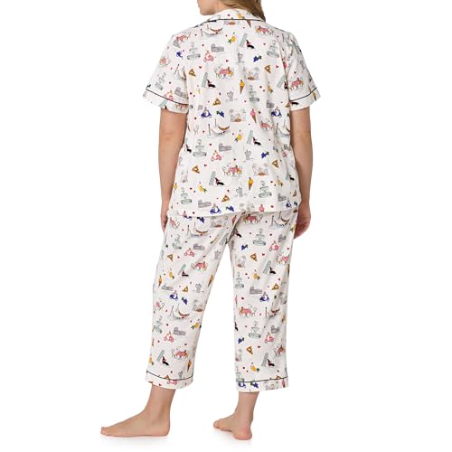 Image of Bed Head PJs Womens Matching Pajamas - Soft Organic Cotton Button Down PJ Shirt & Cropped Pants Set - Loungewear & Sleepwear