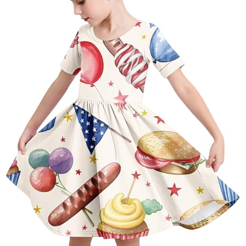 Girls Floral Print Dresses Short Sleeve Casual Boho Sundress Crewneck A Line Swing Vacation Dress 20252