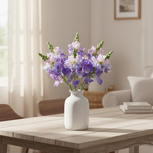 Flores artificiales Delphinium moradas pack de 6 varas altas de seda de 40 cm para jarrones 6
