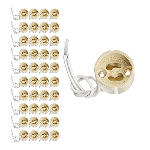 Tofisr GU10 Bases para Lámparas, GU10 Casquillo para LED y halógeno, Portalámparas Zócalo de Cerámica, Con Cable de Silicona de Calidad, Conector Para LED GU10 y Bombilla Halógena, Pack de 40 Cover
