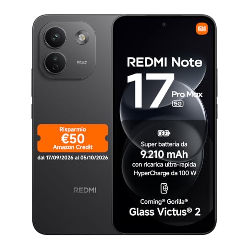 REDMI Note 17 Pro Max 5G, Smartphone 8+512GB, Black, Batteria 9210mAh