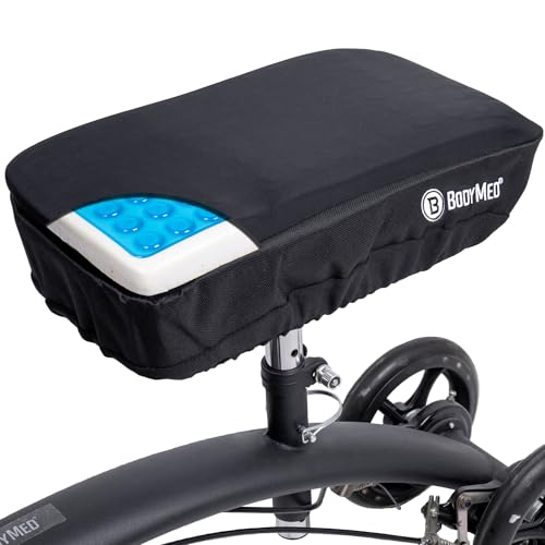 BodyMed Knee Walker Padded Gel Cover Gel + Memory Foam Cushion Elastic Fit Design Low-Profile Comfort Pad One Size Fits Most Knee Walkers