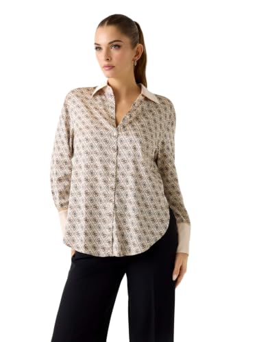 GUESS Donna Camicia Manica Lunga W4YH47WF1T2 Poliestere Beige S