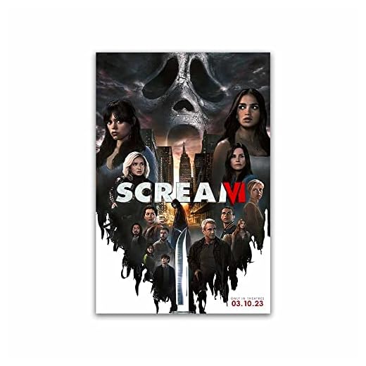 RONTIMOO 2023 Scream 6 Movie Poster Horror Movie Canvas Wall Art Modern Home Bedroom Decor Large Size Print Collection Mural Gift (Black,Canvas roll 12x18inch)