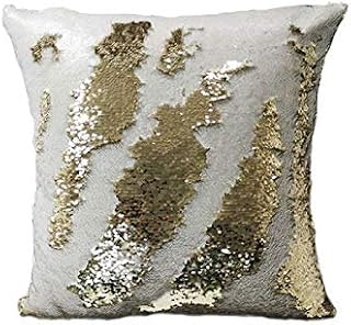 Mr. Gadget Solution® Reversible Sequin Decorative Mermaid Pillow Cover Color Gold & Cream