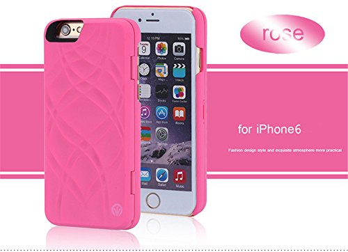 (Surprised) iPhone 6 4.7, New Ultra-thin Luxury [Anti-fingerprint] [Scratchproof] [Anti-oil] [Shock Protection] [Dual Layer] TPU Rubber Texture Charm Mirror Case Cover for Iphone 6 4.7 with Card Slot (I6 mirror rose)