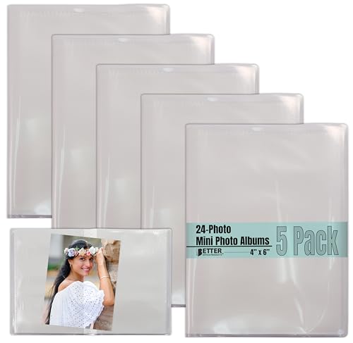 Better Office Products 24 Photo Mini Photo Album, 4 x 6 Inch, Pack of 5, Clear View Cover, Holds 24 Photos, 5 Pack