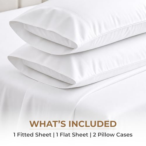 Image of SGI bedding 100% Egyptian Cotton Sheets Twin Size - 600 Thread Count Sheets Set, Soft, Cooling, 15 inch Deep Pocket, Luxury Hotel Bedding, Breathable, Durable - White