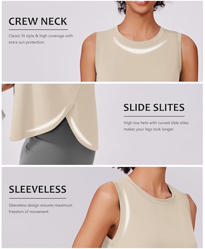 Image of PINSPARK Workout Tank Tops Woman Ice Silk UPF 50+ Athletic Yoga Shirts