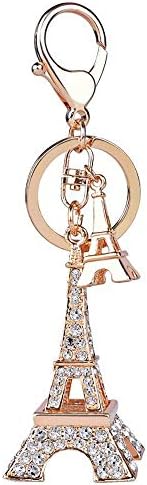 Bestdays Eiffel Tower Keyring 3D Rhinestone French Retro Souvenir Paris Keychain