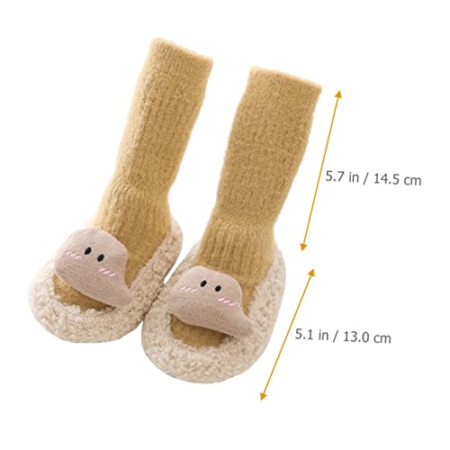 TOYANDONA Boy Girl Slippers Socks Non Slip Socks for Toddlers Fuzzy Slippers Grip Soft Comfortable Cartoon Pattern Yellow3