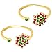 Aheli Gold Plated Rani Pink Green Cubic Zirconia Studded Stylish Toe Ring Adjustable Bichiya Fashion Jewelry Gift for Women