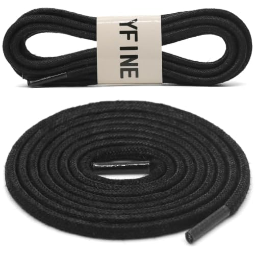 Image of YFINE Waxed Round Shoe Laces: 2 Pairs Oxford Shoelaces for Dress Shoes Boot | 4mm Thick, 20 Colors, 24 inch-71 inch, for Business Footwear, Chukka Boots, Men & Women