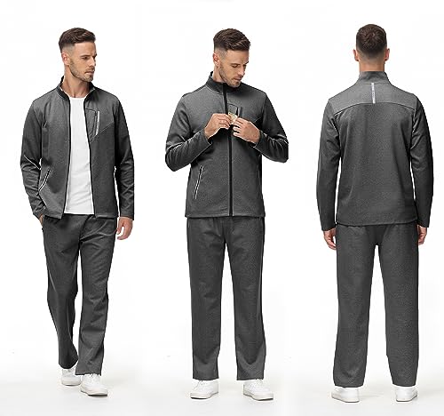 Image of MoFiz Mens Tracksuit Jogging Sports Sweatsuit Comfortable Outfits Casual Athletic Pants Full zip Jacket 2 Piece