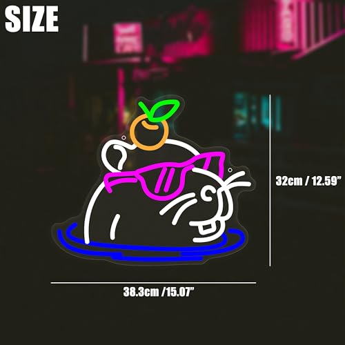 Image of Heliwey Cool Capybara Neon Sign Cute Capybara with Sunglasses LED Signs for Wall Decor Capybara Night Light for Children's Room Party Holiday Bar Decor