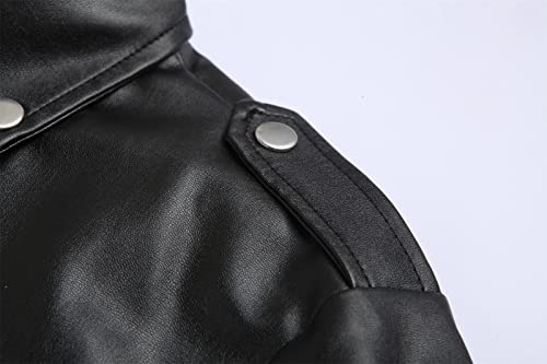 Maiyifu-GJ Leather Motorcycle Jackets for Men Faux PU Leather Lapel Moto Jacket Vintage Asymmetric Zip Up Belt Biker Coat4