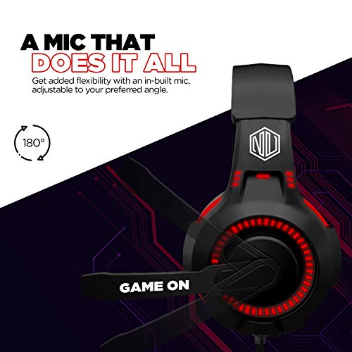 Nu-Republic-Dread-EVO-Gaming-Earphones-with-Flexible-Extended-MicrophoneRed-LED-Light50mm-Neodymium-DriversHD-Sound-Volume-Controls-for-PC-PS4-Xbox-Android-iOS-Mobile-Phone-Black-Red Nu Republic Dread EVO Gaming Earphones with Flexible Extended Microphone,Red LED Light,50mm Neodymium Drivers,HD Sound…