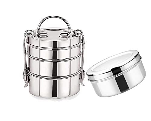 Image of BLeaf- Stainless Steel-4 Container Lunch /Tiffin Box-Food Grade 4 Tier (700ml)