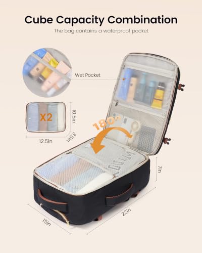 Image of LOVEVOOK Rolling Backpack for Women, 40L Carry On with Wheels, 15.6''