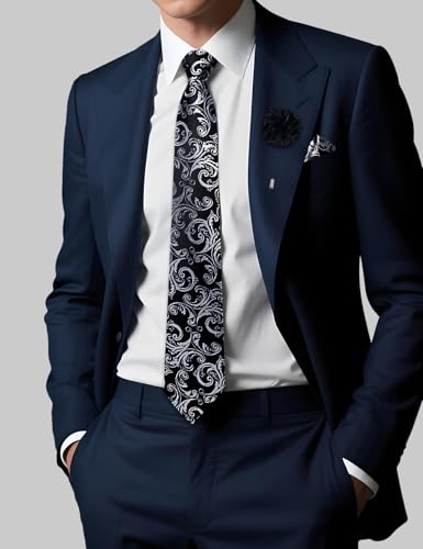 Image of DiBanGu Mens Zipper Tie Silk Pre-Tied Necktie with Gift Box