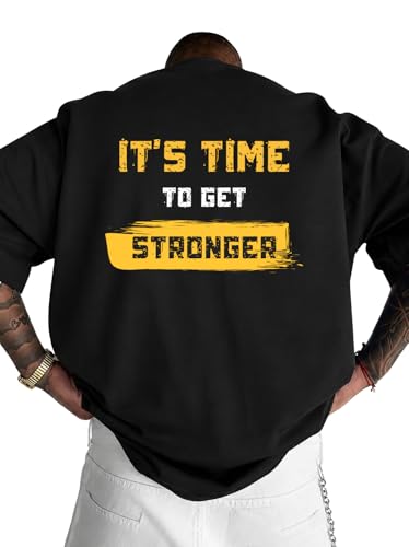 Image of Men's Oversized Round Neck Cotton Printed Gym T-Shirt for Men | Premium Soft Cotton Casual Loose Fit Half Sleeve Plain Tee Shirt