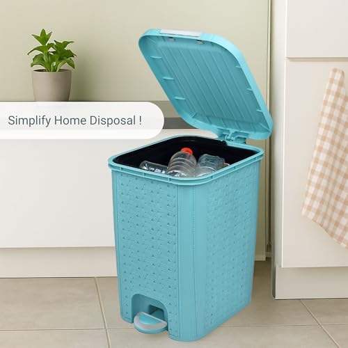 Image of FLAIR Ultra Home Pedal Trash Bin - 8L Medium Dustbin with Inner & Lid | Unbreakable Plastic, Odor Control, Lightweight | Non Garbage Smell | Perfect for Bathroom, Kitchen & Office (Sky Blue)
