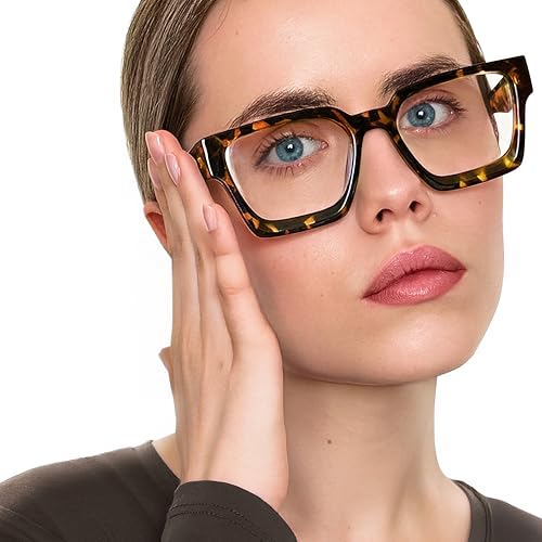 Image of livho Oversized Eyewear Frame for Woman and Men - Rectangle Fashion Glasses for Computer, Chic Preppy Frame