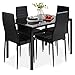 Best Choice Products 5-Piece Kitchen Dining Table Set w/Glass Tabletop, 4 Faux Leather Metal Frame Chairs for Dining Room, Kitchen, Dinette, Black